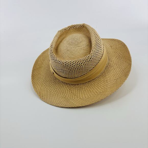 Greg Norman Embroidered Straw Hat Golfers Hat Shark Logo White Band Embroidered - Picture 4 of 6